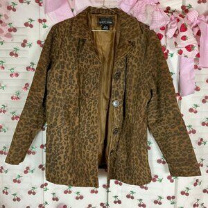 Vintage Leopard Print Suede Jacket